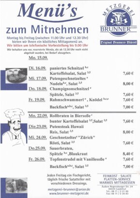 Mittagsmenü der Metzgerei Brunner