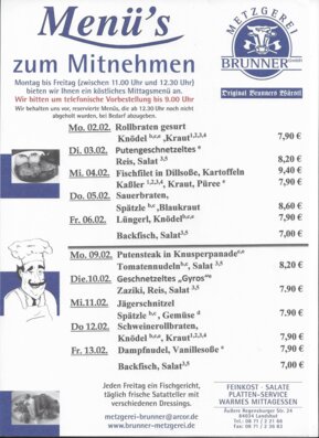Mittagsmenü der Metzgerei Brunner